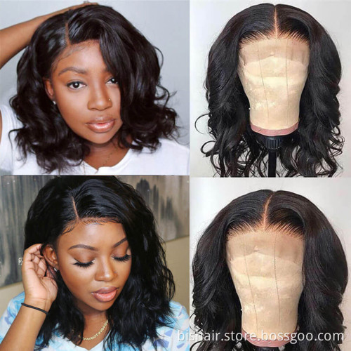 BIS Short 4x4 Frontal Lace Body Wave Bob Wigs With Brazilian 150 Density Transparent Lace Closure Wigs Hair For Black Woman